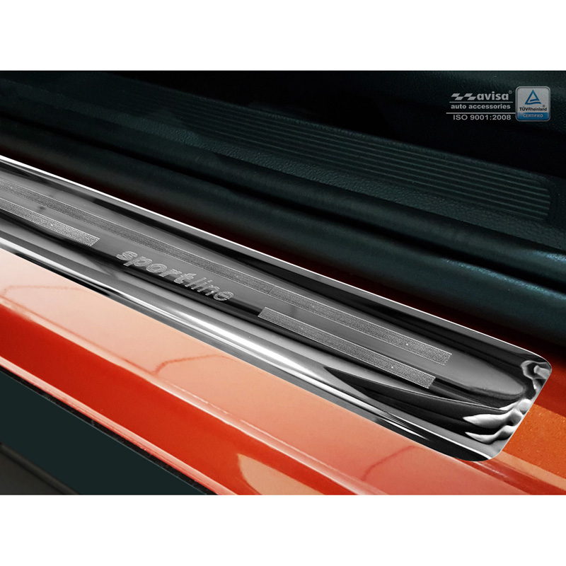 Seuils de portes inoxydable noir sur mesure pour Volkswagen T-Roc 2017-2022 & Facelift 2022 - 'Sportline' - 4-pièces