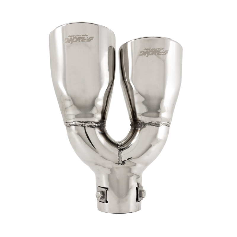 Simoni Racing Embout d'Échappement Ovale Double/Oblique Inox - 167x67xL220mm - Montage 37->57mm - à gauche