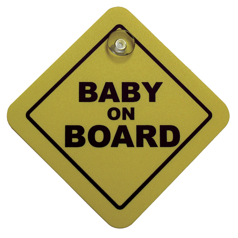 Autocollant/Bordje Baby On Board - jaune - 16x16cm