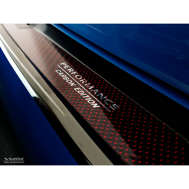 Protection de seuil arrière inox 'Deluxe' sur mesure pour BMW X1 F48 2015-2022 'Performance' Noir/Carbone Rouge-Noir