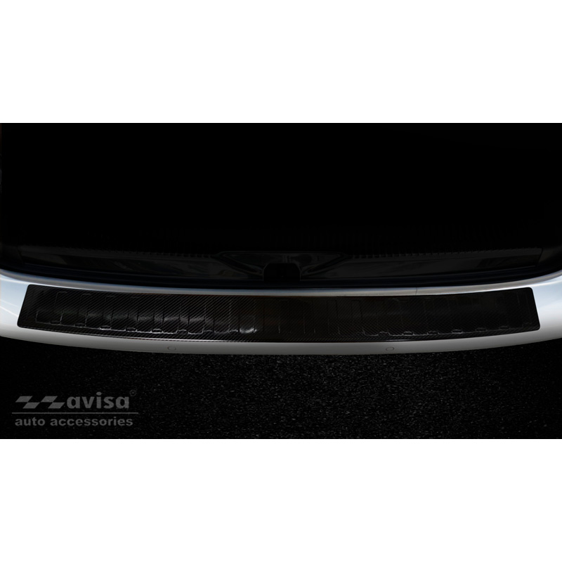 Protection de seuil arrière carboné 3D sur mesure pour Volkswagen Transporter T6 2015- (avec hayon arrière) 'Ribs'