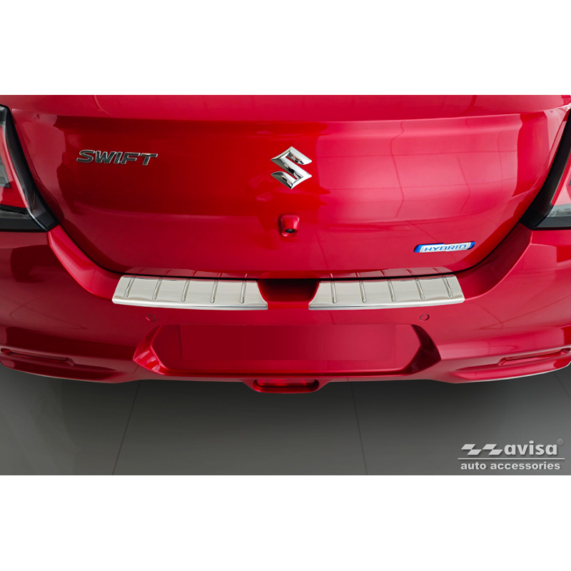 Protection de seuil arrière inox sur mesure pour Suzuki Swift VI 2024- 'Ribs'