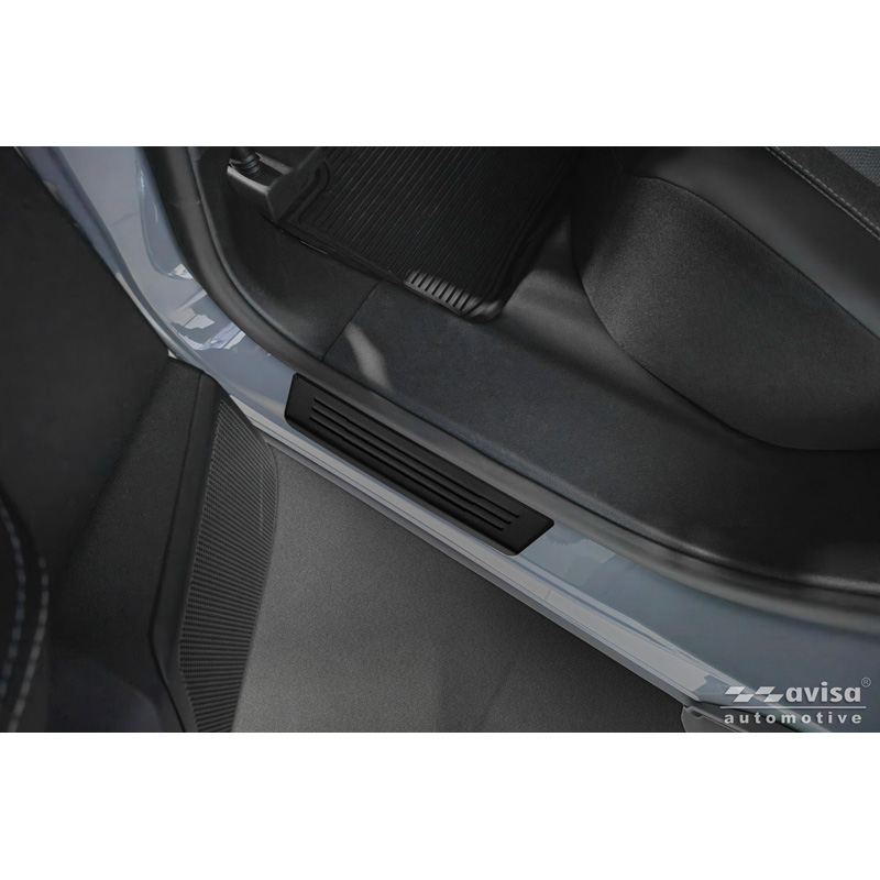 Avisa Seuils de portes inoxydable noir sur mesure pour Opel Grandland (EV) 2024- - 'Lines' - 4-pièces