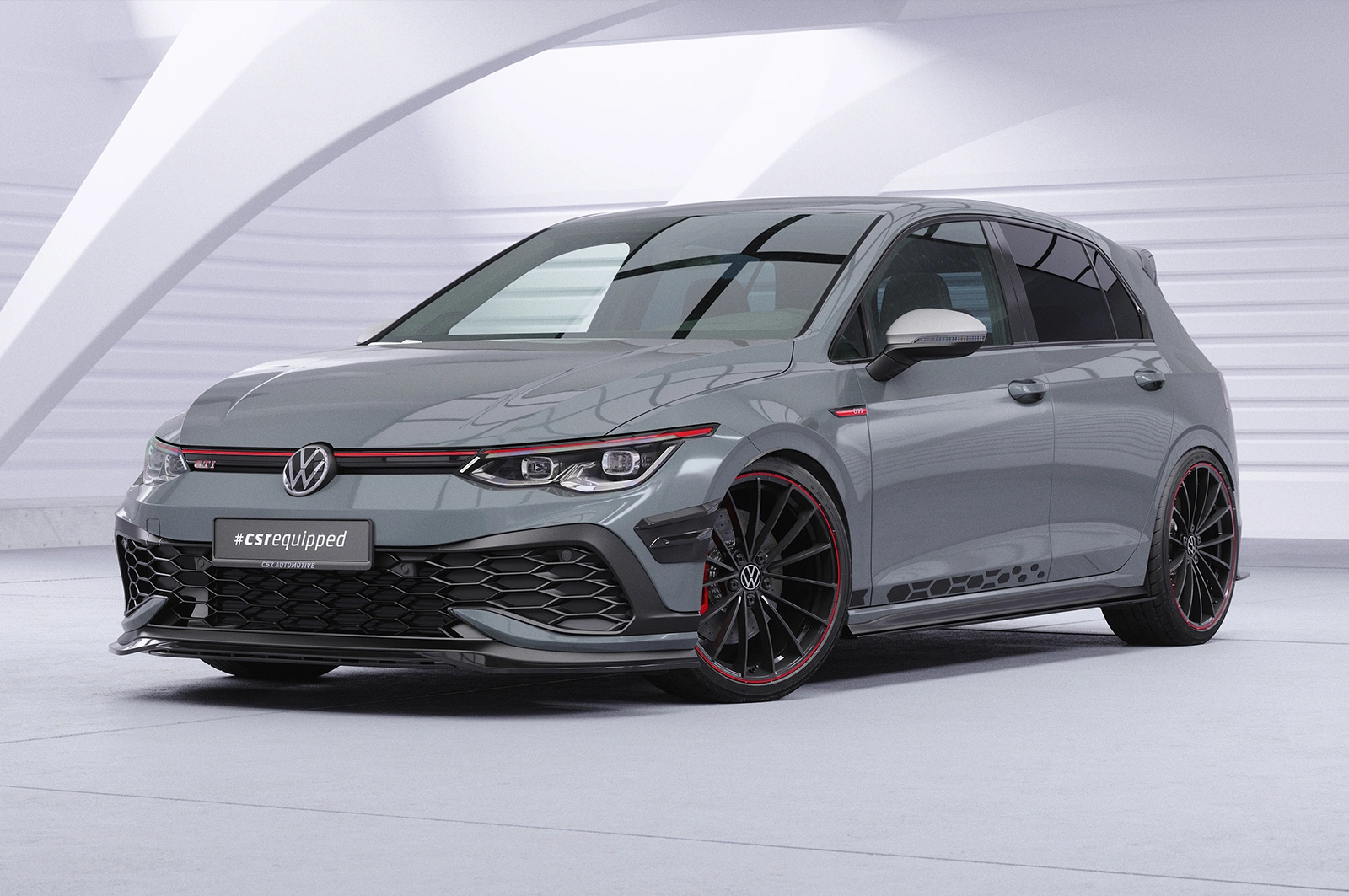 Voorspoiler VW Golf 8 GTI Clubsport glans zwart