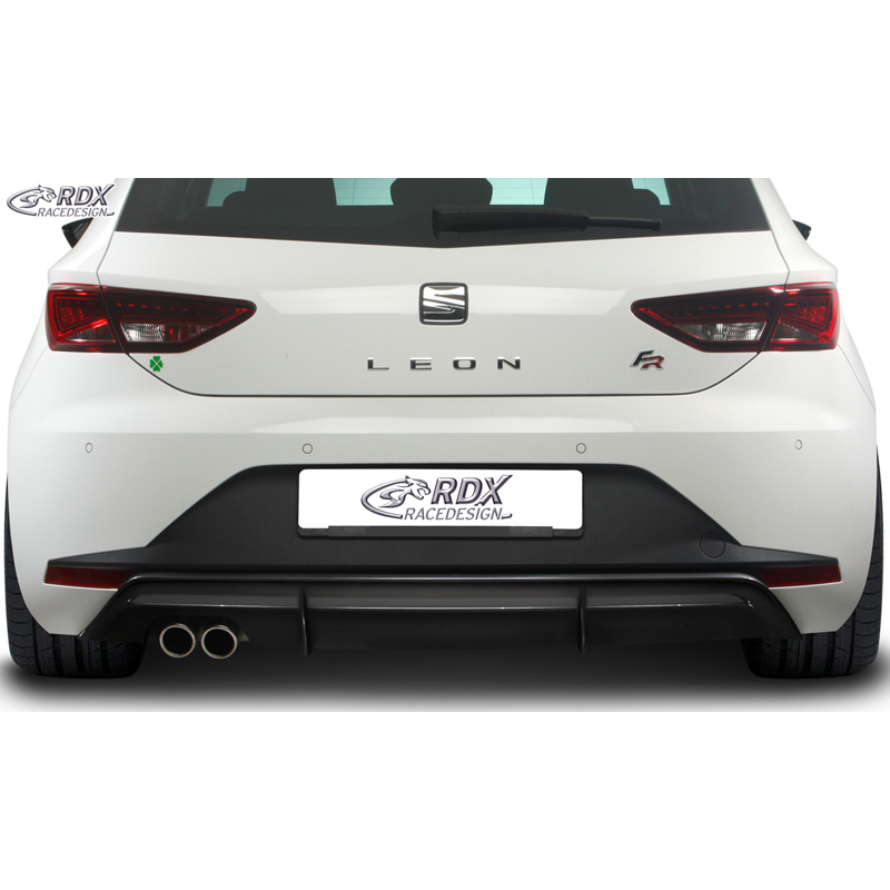 Jupe arrière 'Diffuseur' sur mesure pour Seat Leon 5F FR SC/5-portes 2013-2017 excl. ST/Cupra (ABS noir luisant)