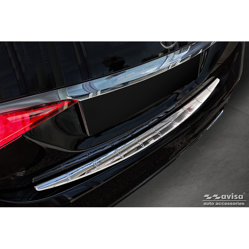 Protection de seuil arrière inox Chrome sur mesure pour Mercedes Classe-S (W223) 2020- 'Ribs'