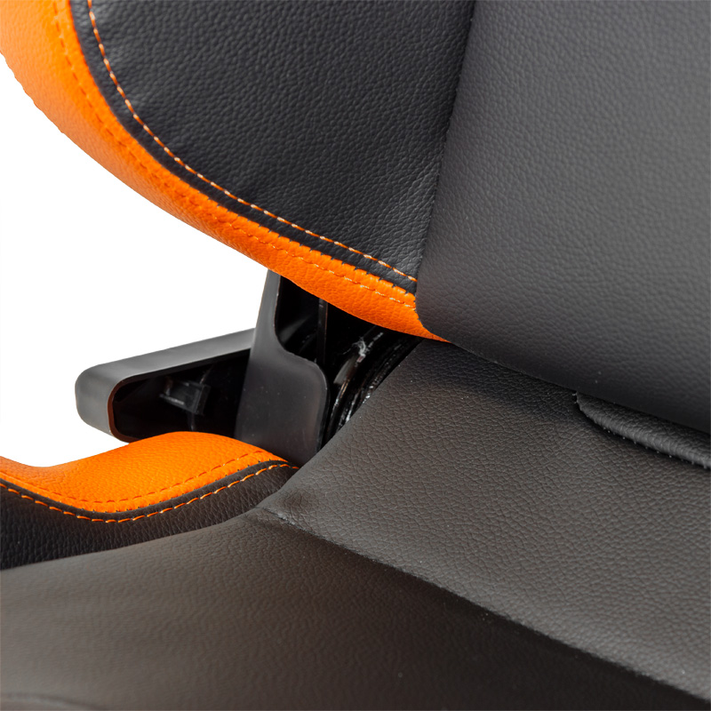 Siège baquet 'RS6-II' - Noir-Mattes/Simili Cuir Orange - Dossier réglable - incl. glissières