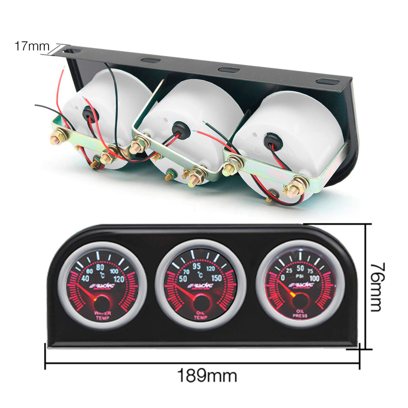 Simoni Racing DIN panneau métal de l'instrument pour 3x52 mm instruments noir