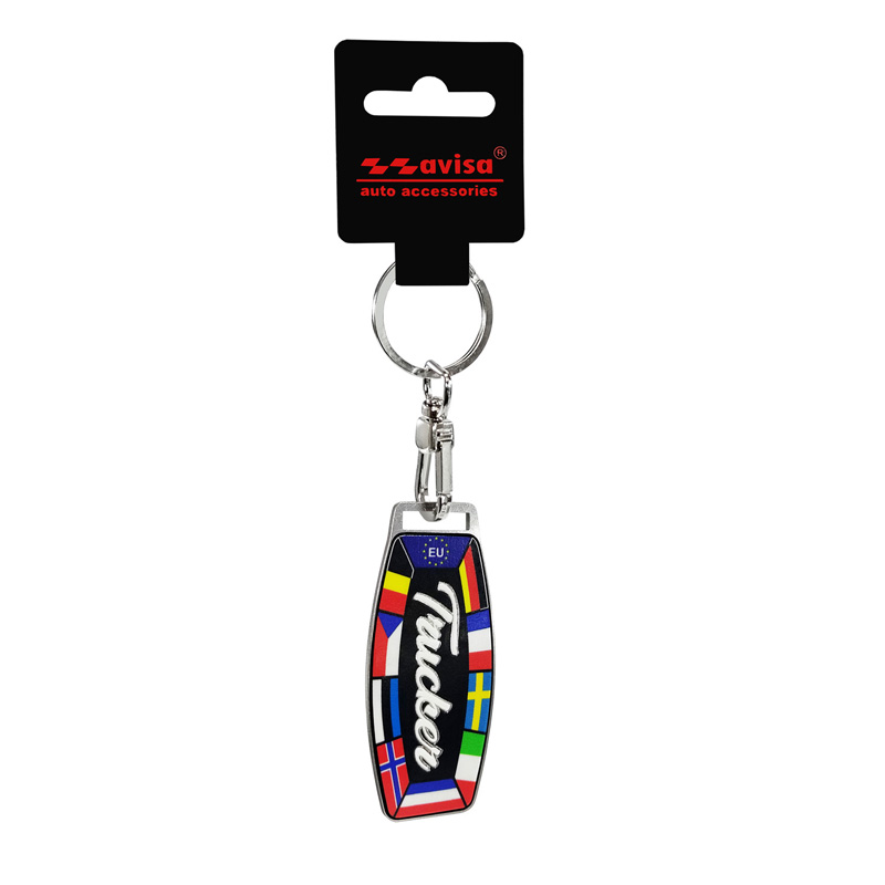 Porte-clés en acier inoxydable - Trucker/Flags