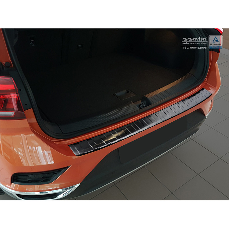 Protection de seuil arrière inox noir sur mesure pour Volkswagen T-Roc 2017-2022 & Facelift 2022- incl. Cabrio 'Ribs'
