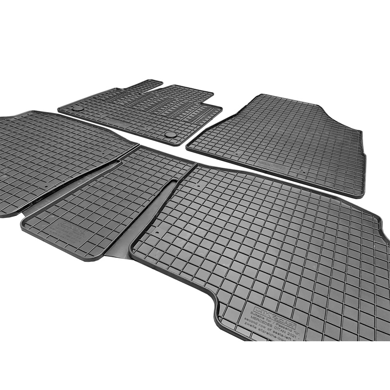 Set tapis de caoutchouc sur mesure pour Mercedes Citan Tourer / Classe-T MPV (W420) & Renault Kangoo III MPV & Nissan Townstar MPV 2021- (5-pièces + points de fixage)