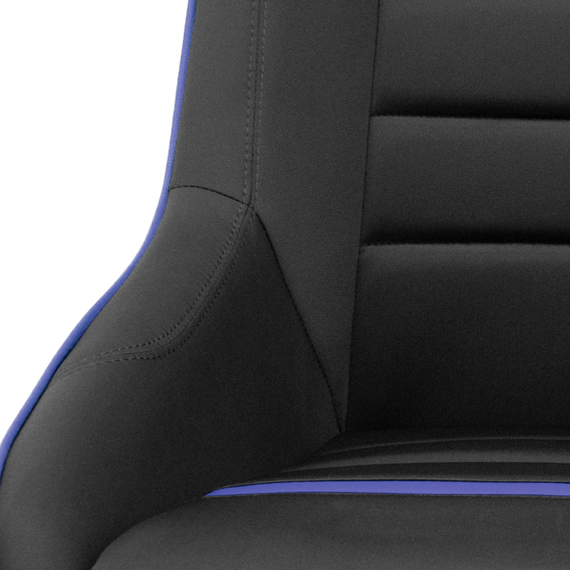 Siège baquet 'Classic RS' - Noir/Bleu - Dossier fixe + Appuie-tête intégré - incl. glissières