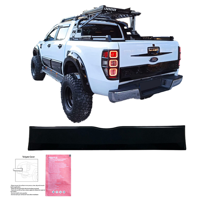 Protecteur de hayon sur mesure pour Ford Ranger T6/T7/T8 2012-2022 - Version 3 - Noir brillant