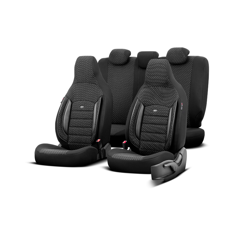 Housse de sièges 'CityBug' universel en textile 'Sport Plus' Noir - 9-pièces - adapté aux Side-Airbags