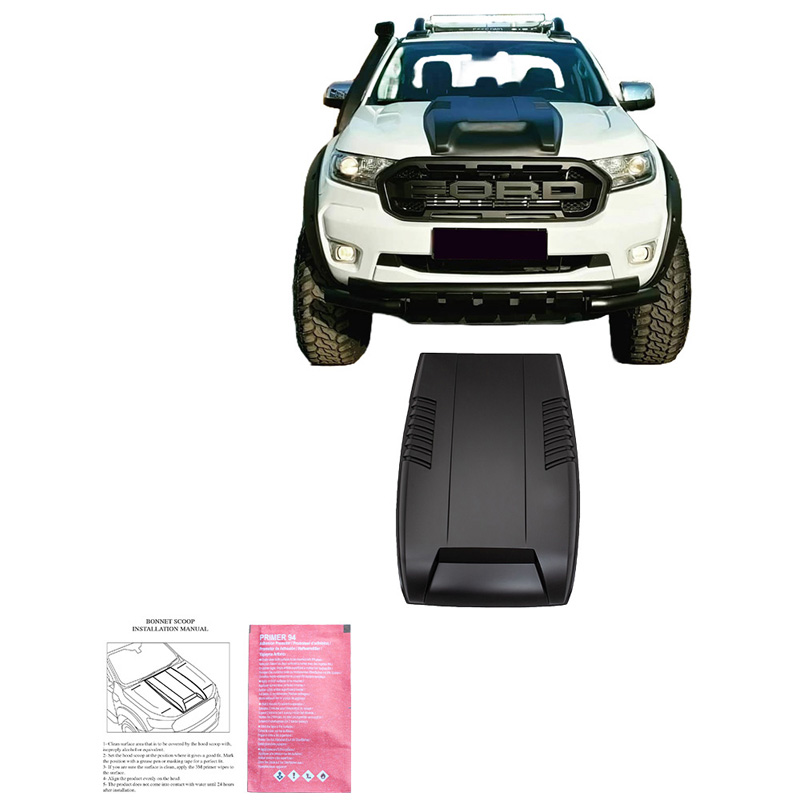 Écope de capot sur mesure pour Ford Ranger T7/T8 2015-2022 - Noir mat