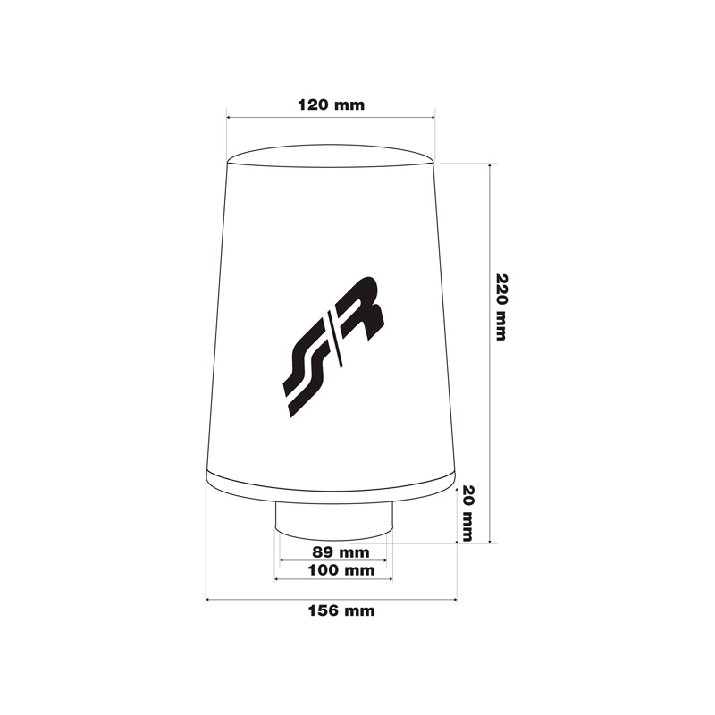 Simoni Racing Filtre à Air en Mousse Universel - 156/120mm - Noir - incl. 3 adaptateurs