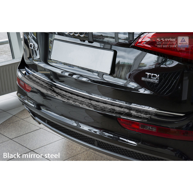 Protection de seuil arrière inox Noir-Chromé sur mesure pour Audi Q5 2008-2012 & 2012- 'Ribs'