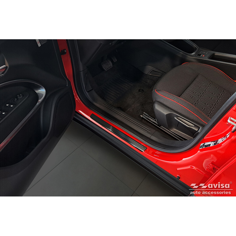 Seuils de portes inoxydable noir sur mesure pour Fiat 600(e) (365_) 2023- - 'Lines' - 4-pièces