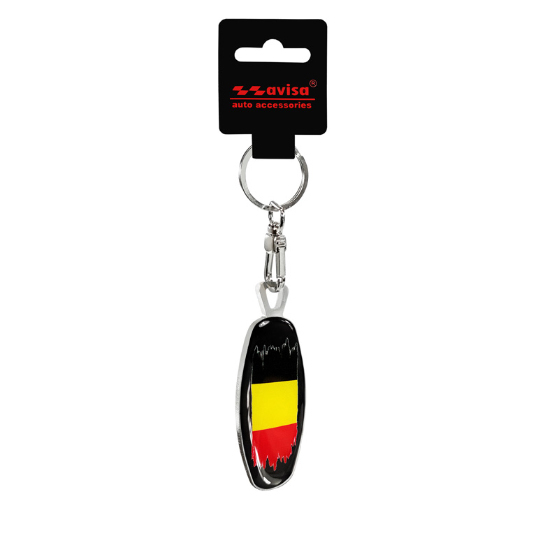 Porte-clés en acier inoxydable - Emblem/ Flag BE+PL