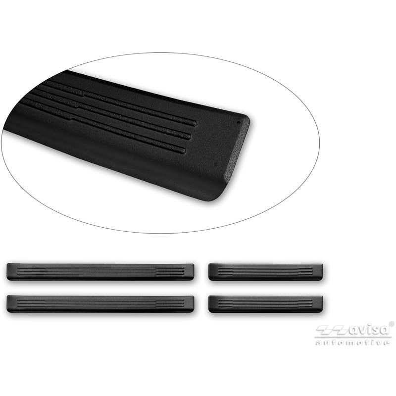 Avisa Seuils de portes inoxydable noir mat sur mesure pour BAIC Beijing X55 2024- - 'Lines' - 4-pièces
