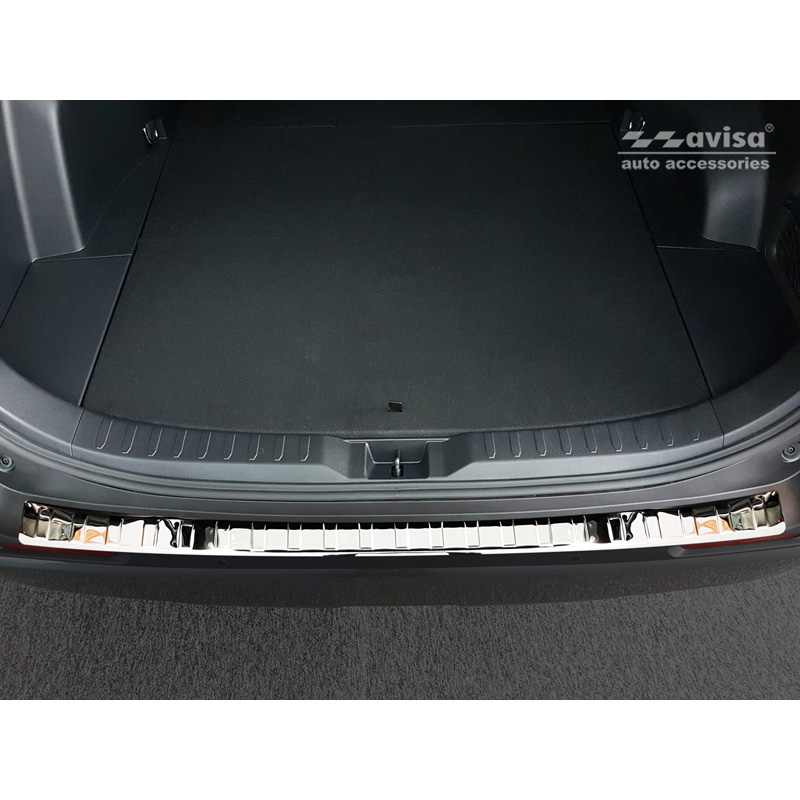 Protection de seuil arrière inox Chrome sur mesure pour Toyota RAV4 (5th Gen.) 2018- & Suzuki Across 2020- 'Ribs'