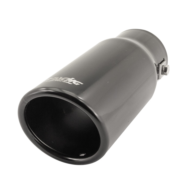 Simoni Racing Embout d'Échappement Rond/Oblique Inox Noir - Ø76xL180mm - Montage ->64mm