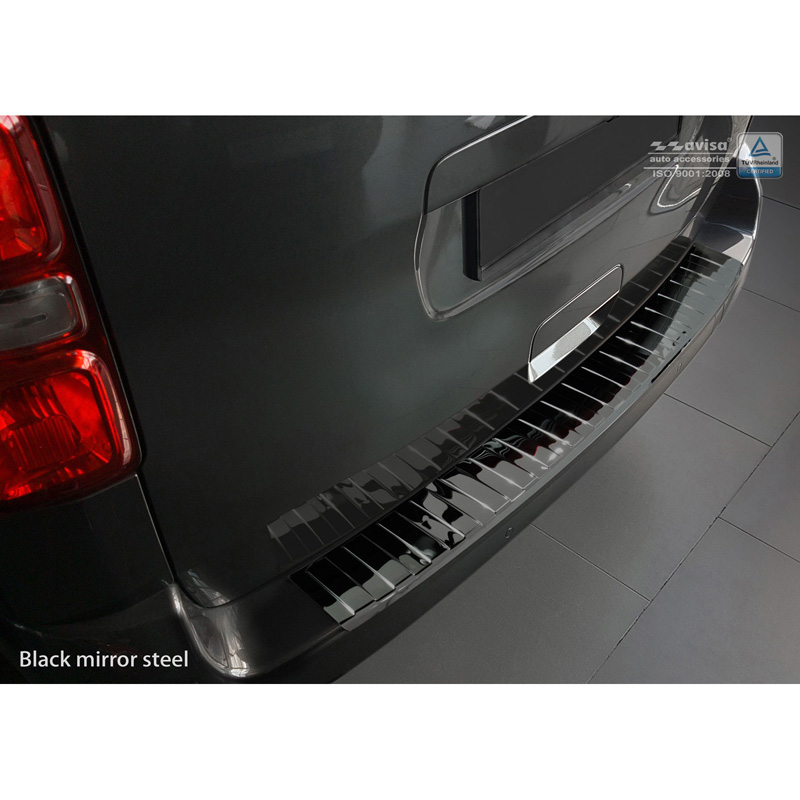 Protection de seuil arrière inox Noir-Chromé sur mesure pour Citroën Spacetourer / Peugeot Traveller / Toyota Proace Verso 2016- 'Ribs'