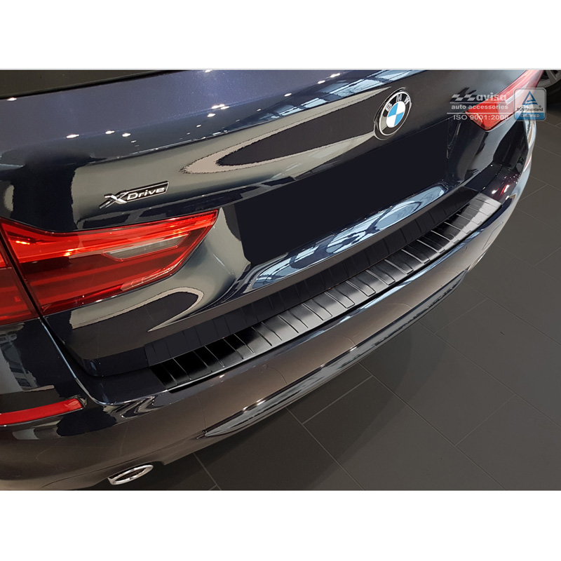 Protection de seuil arrière inox noir sur mesure pour BMW Série 5 G31 Touring 2017-2020 excl. M-Sport 'Ribs'
