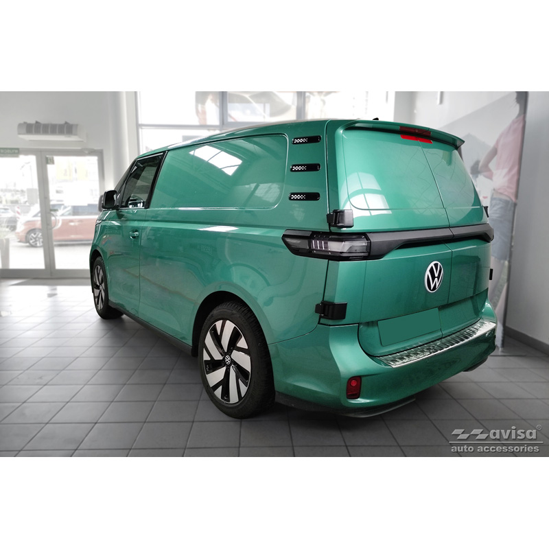 Seuils de portes inoxydable noir sur mesure pour Volkswagen ID.Buzz 2022- - 'Lines' - 2-pièces