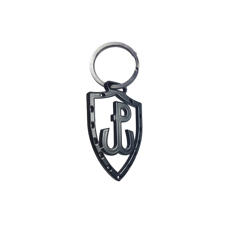 Porte-clés en acier inoxydable - 'Symbole de Kotwica / Bouclier' (noir)
