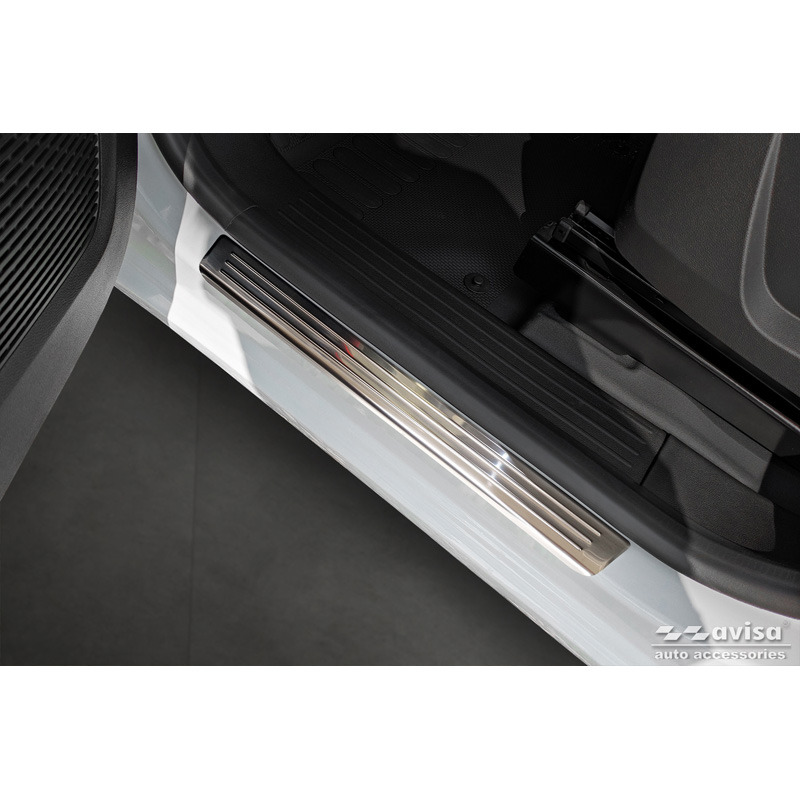 Seuils de portes inox sur mesure pour Renault Kangoo III & Nissan Townstar & Mercedes Citan 2021- - 'Lines' - 4-pièces (pour tous les modèles à 4 portes)