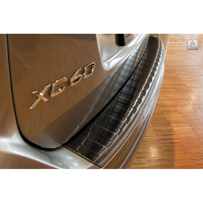 Protection de seuil arrière inox noir sur mesure pour Volvo XC60 2013-2016 'Ribs'