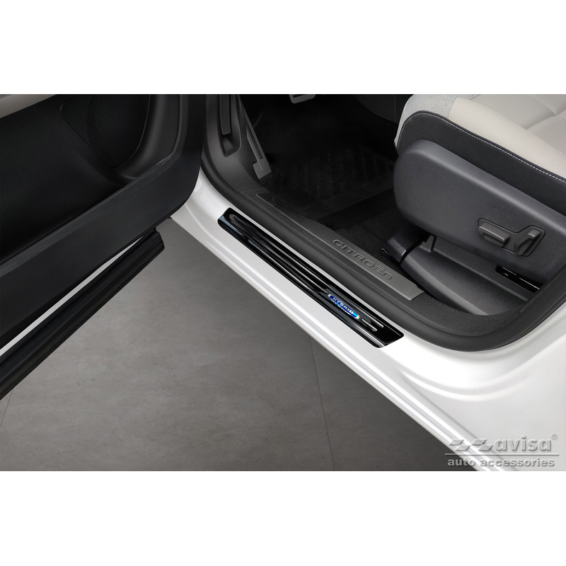 Seuils de portes inoxydable noir sur mesure pour Citroën C5 Aircross 2018- Incl. Facelift 'Hybrid' - 4-pièces