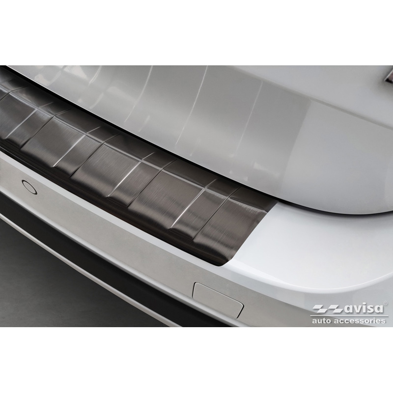 Protection de seuil arrière inox Noir sur mesure pour Skoda Octavia Scout (NX5) 2020- 'Ribs'