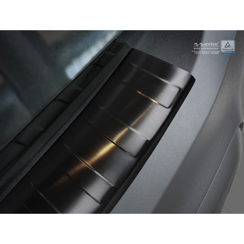 Protection de seuil arrière inox noir sur mesure pour Opel Crossland 2017-2020 & FL 2020- 'Ribs'