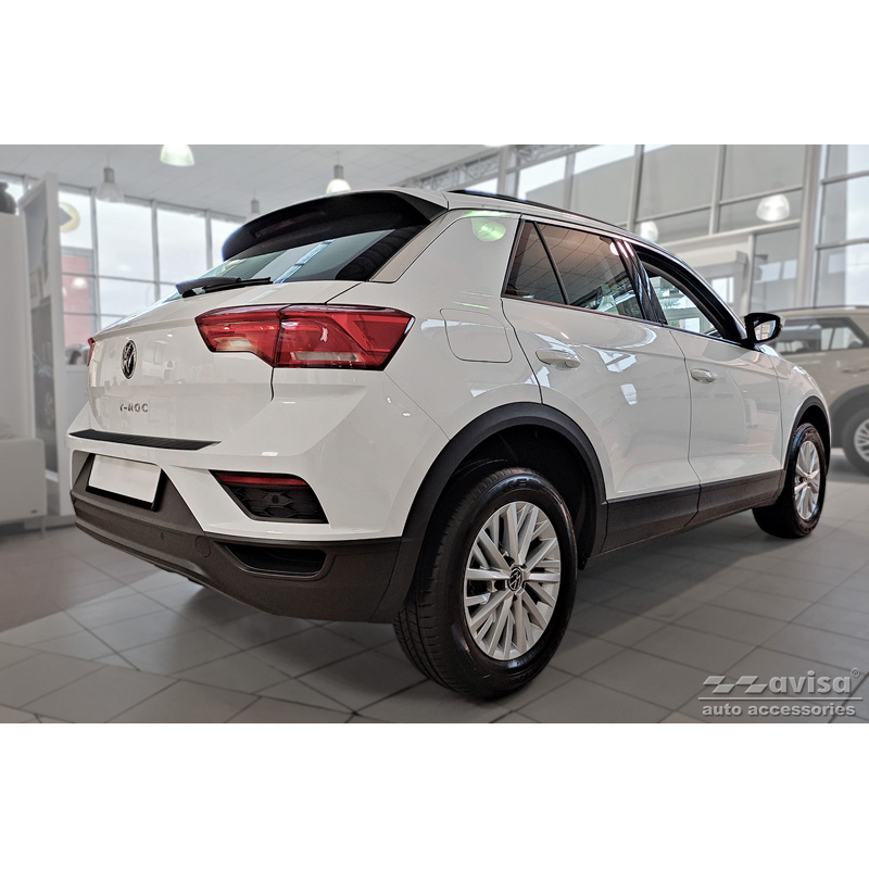 Protection de seuil arrière inox noir mat sur mesure pour Volkswagen T-Roc 2017-2022 & Facelift 2022- incl. Cabrio 'Ribs'