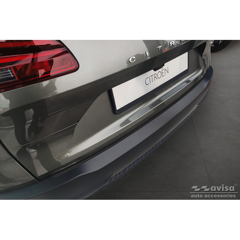 Protection de seuil arrière inox noir sur mesure pour Citroën C5 X 2021- 'Ribs'