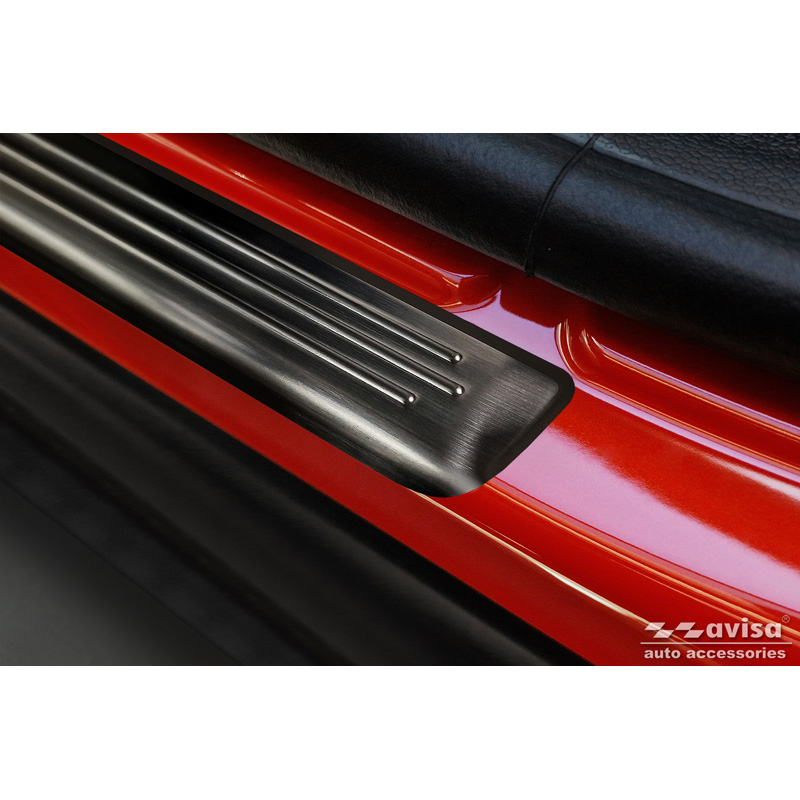 Seuils de portes inoxydable noir sur mesure pour Fiat 600(e) (365_) 2023- - 'Lines' - 4-pièces