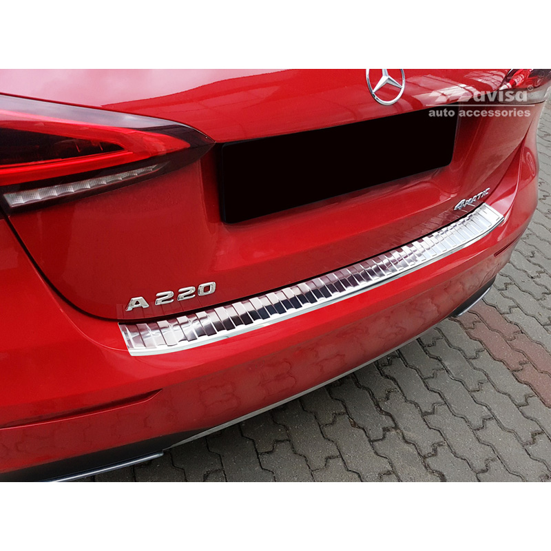 Protection de seuil arrière inox sur mesure pour Mercedes Classe-A W177 HB 2018- incl. AMG & EQ 'Ribs'