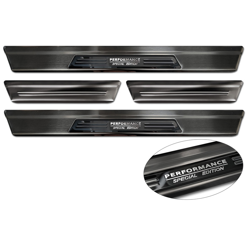 Seuils de portes inox noir sur mesure pour Mazda CX-60 (KH) 2022- - 'Performance Special Edition' - 4-pièces