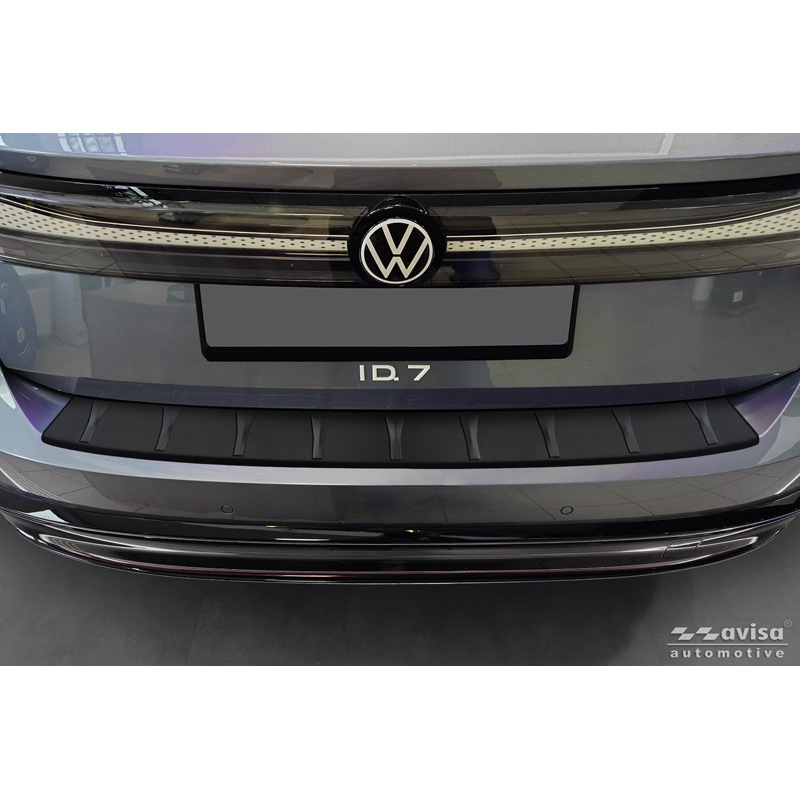 Protection de seuil arrière inox noir mat sur mesure pour Volkswagen ID.7 Tourer 2024- 'Ribs'