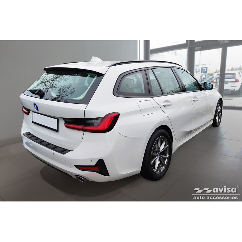 Protection de seuil arrière inox noir sur mesure pour BMW Serie 3 (G21) Touring 2019-2022 'STRONG EDITION'
