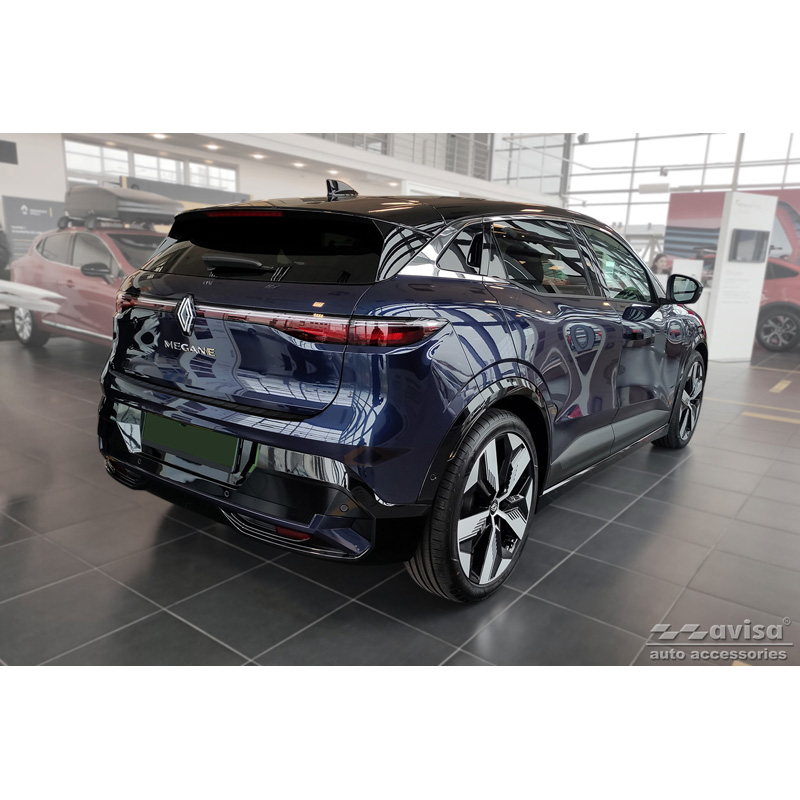 Protection de seuil arrière inox noir mat sur mesure pour Renault Megane E-Tech 2022- 'Ribs'