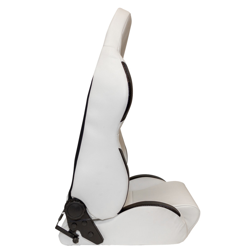 Siège baquet 'Type T' - Blanc/Simili Cuir Noir - Dossier réglable - incl. glissières