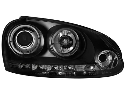 Phares VW Golf V Angel Eyes + LED noire