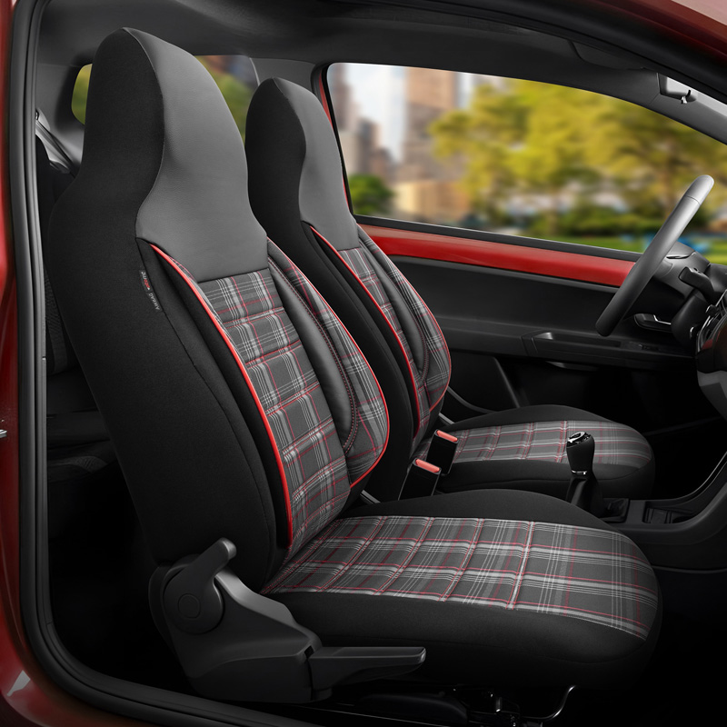 Housse de sièges 'CityBug' universel en textile 'Sports' Noir/Gris/Rouge - 9-pièces - adapté aux Side-Airbags