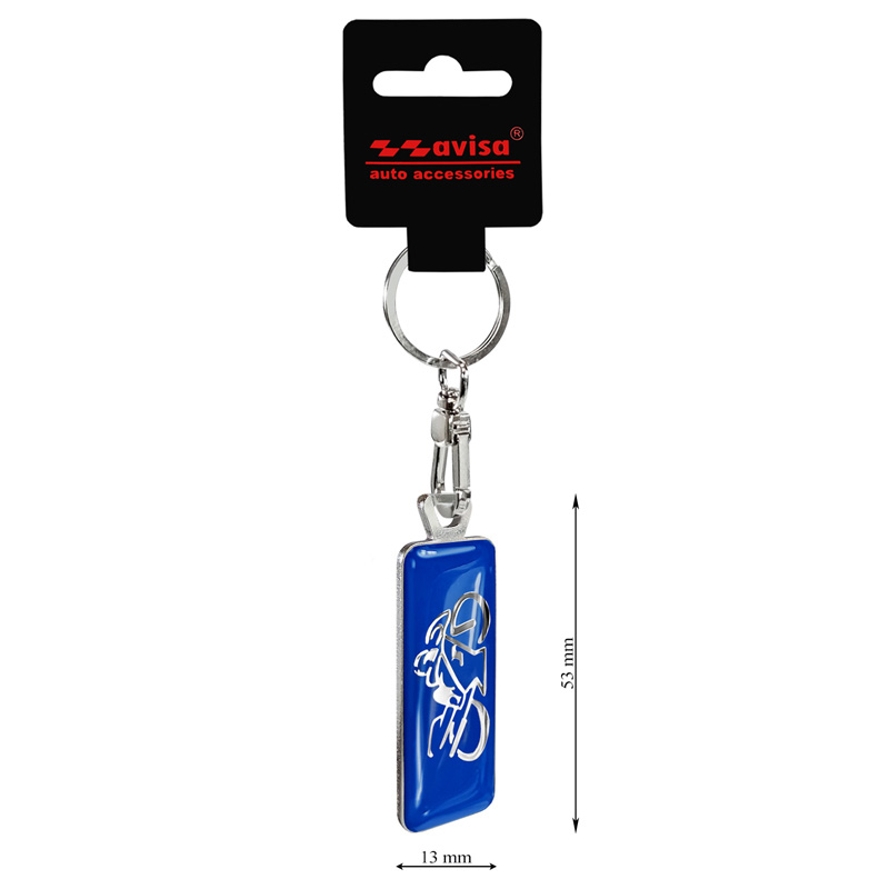 Porte-clés en acier inoxydable - 'Moto' Bleu