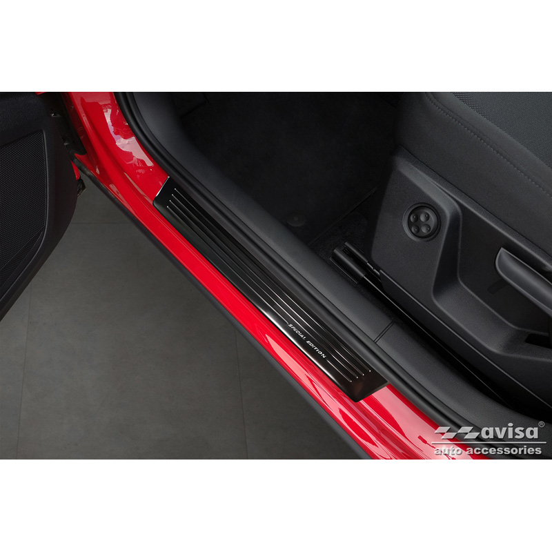 Seuils de portes inox noir sur mesure pour Audi Q2 Facelift 2020- 'Special Edition' - 4-pièces