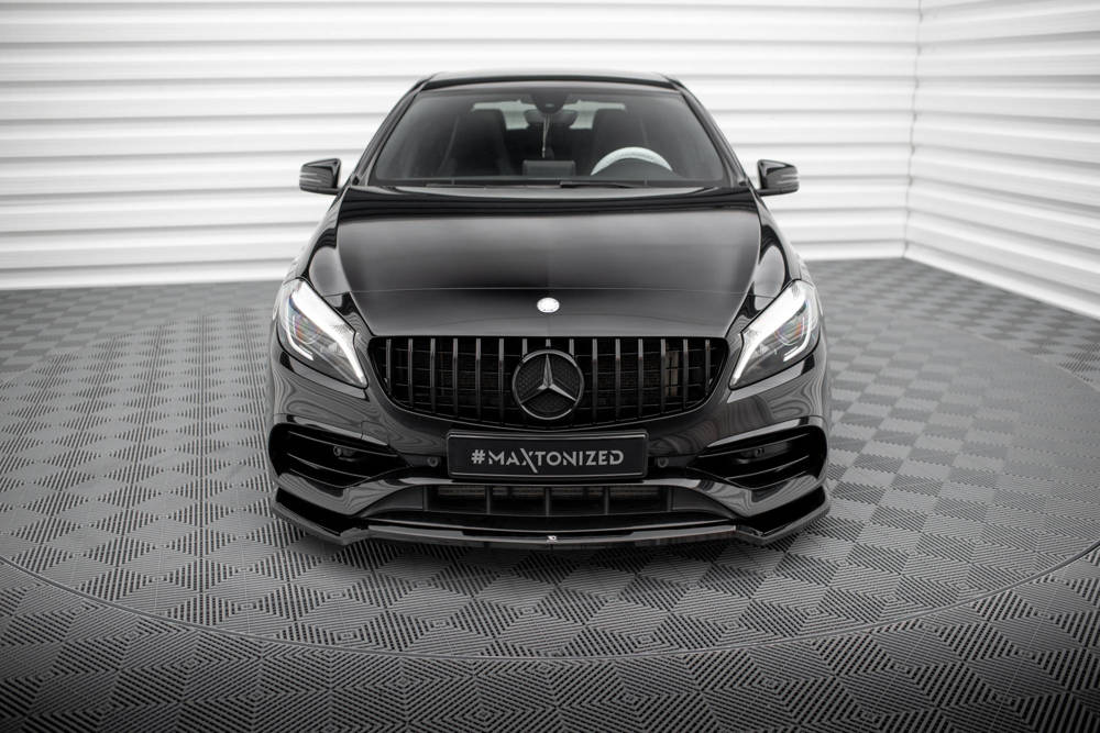Voorspoiler V.1 Mercedes A Klasse AMG Line W176 FL Maxton Glans Zwart
