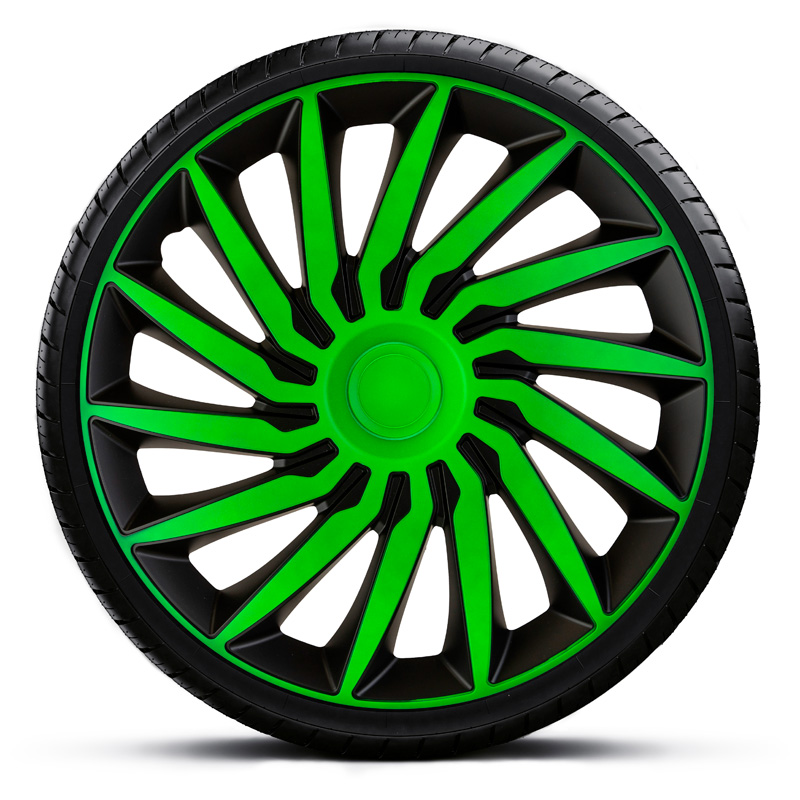Jeu d'enjoliveurs Kendo 14-inch noir/vert